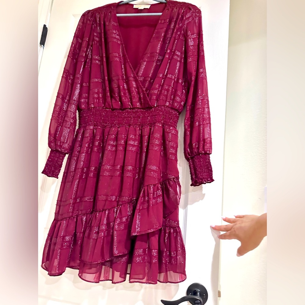 Michael Michael Kors pre-worn burgundy dress with shimmer stitching